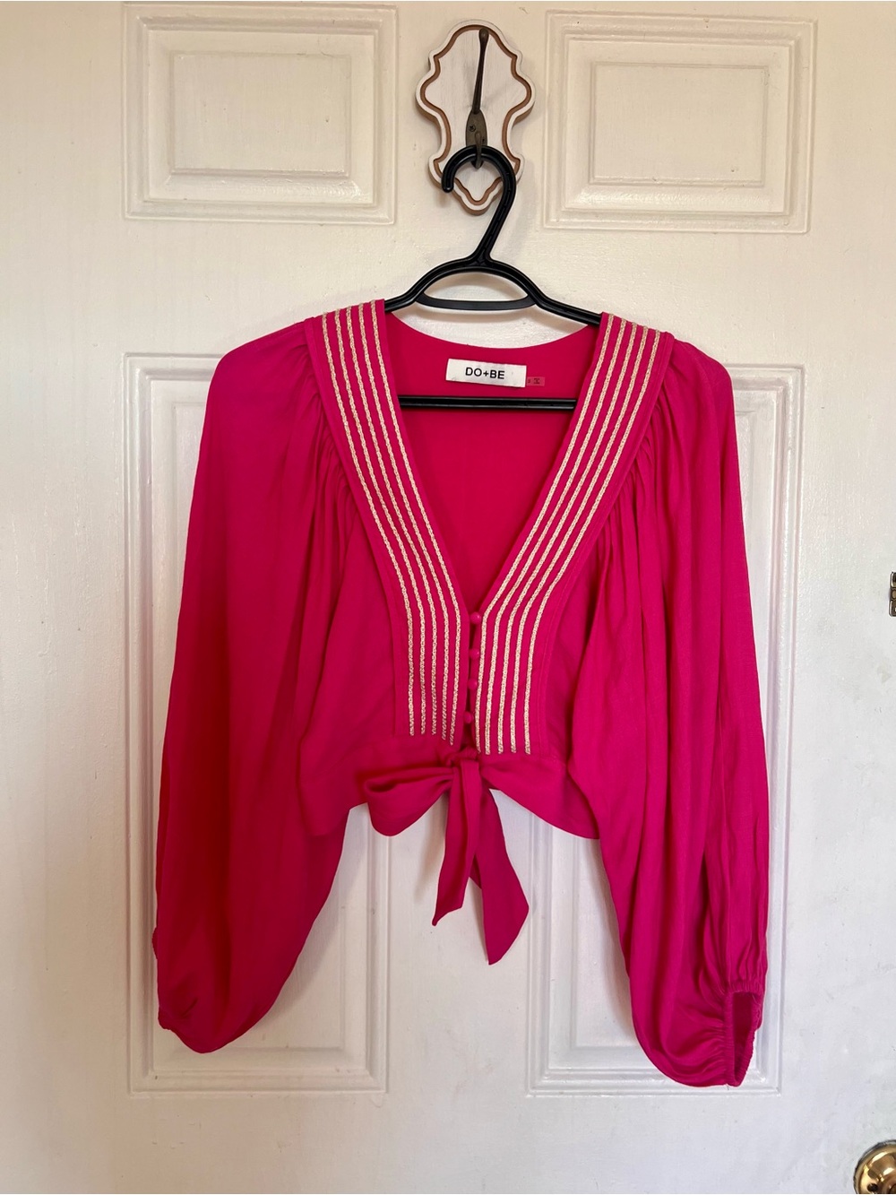DO+BE | Fuchsia Tie-Front V-Neck Blouse